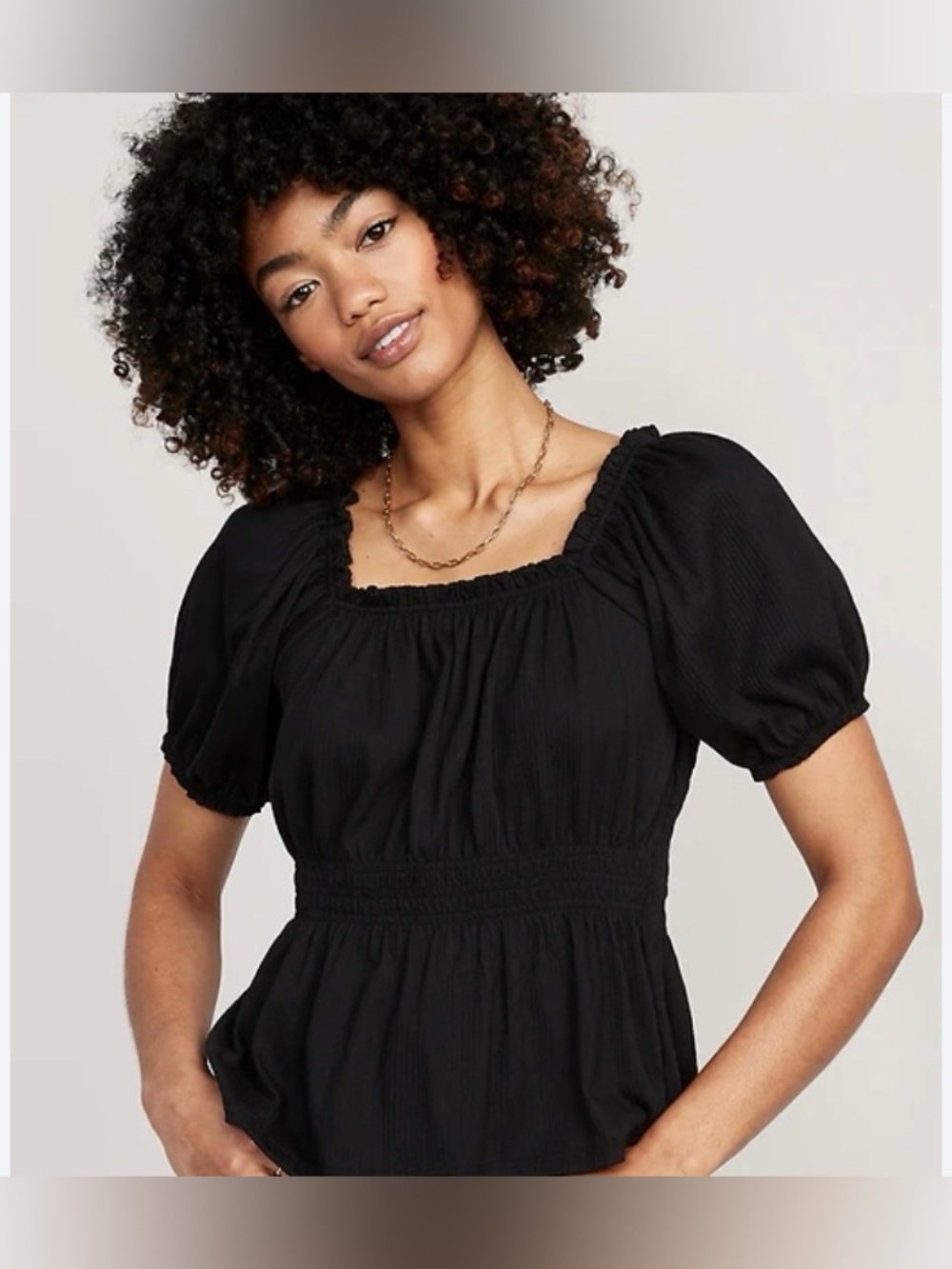 Puff-Sleeve Smocked Babydoll Blouse by Old Navy